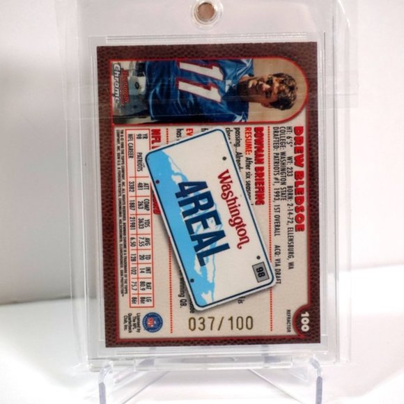 1999 Bowman Chrome Drew Bledsoe Interstate Refactors # /100 New England Patriots - Picture 3 of 5